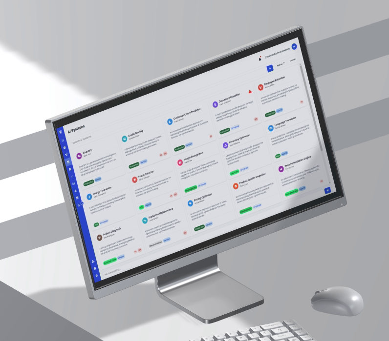 AI governance app screen on a monitor